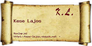 Kese Lajos névjegykártya